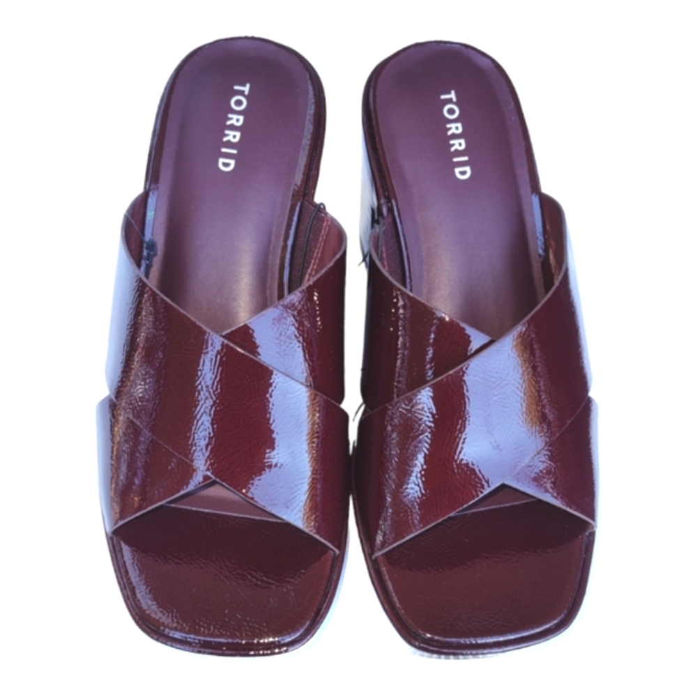 TORRID Burgundy Cross Band Heeled Sandal Size 9WW